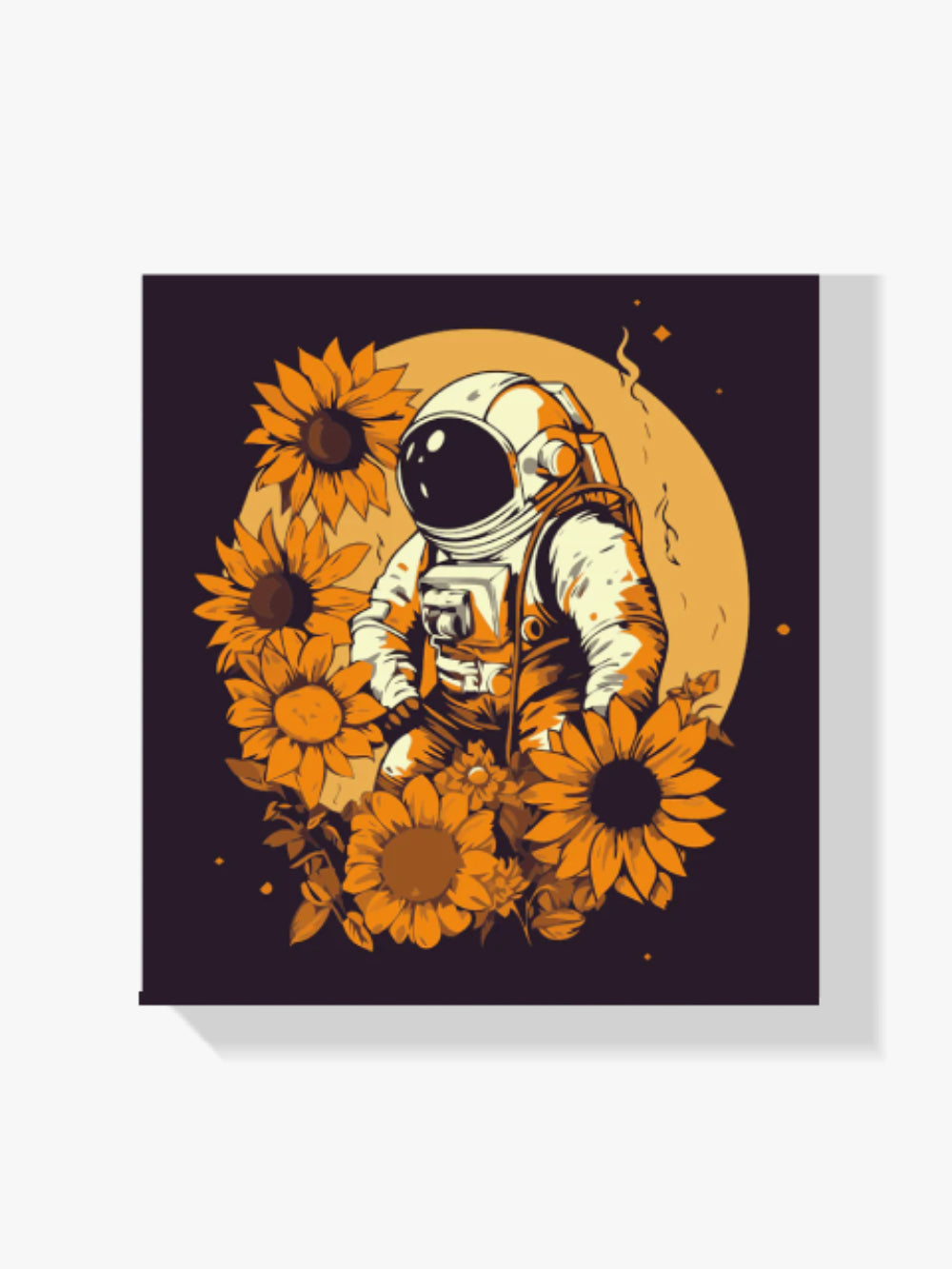 Astronaut met zonnebloemen